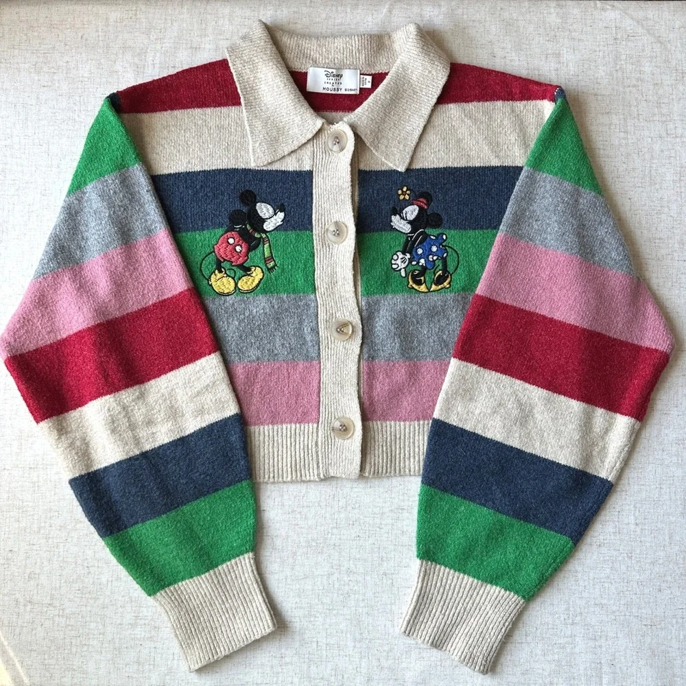 Disney Series Created by MOUSSY Mickey Mouse and Minnie Kissing Cardigan